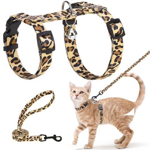BEAUTYZOO Katzengeschirr und Leine, ausbruchsicher zum Gehen, Kätzchen, weich, verstellbar, für kleine, mittelgroße und große Katzen, einfache Kontrolle, atmungsaktiv, kariertes Band, Nylon für den von BEAUTYZOO