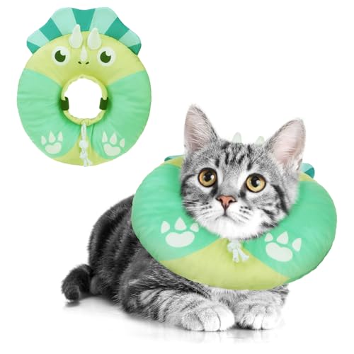 BEAUTYZOO Katzenkegel, verstellbares Katzenkegelhalsband, weich, Katzen-Genesungs-E-Halsbänder nach Operationen, um das Lecken zu stoppen, schützender Katzenhalskegel, alternative Donut-Kragen, süßes von BEAUTYZOO