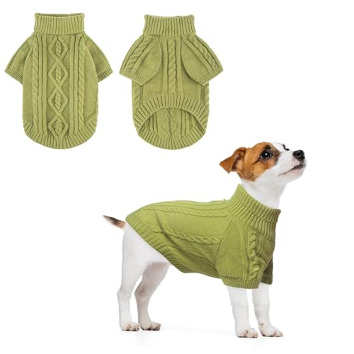 BEAUTYZOO Kleiner Zopfstrick-Hundepullover – Rollkragenpullover, klassisch, flauschig, für Frühling und Herbst, Winter, für kaltes Wetter, Kleidung für kleine, mittelgroße Hunde, Welpen, Mädchen, von BEAUTYZOO