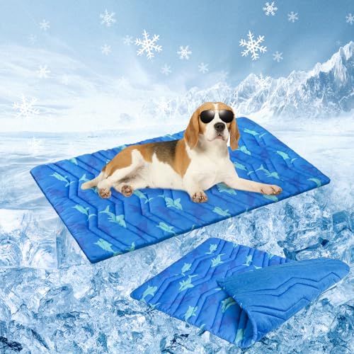BEAUTYZOO Kühlmatte für Hunde, extragroß, wendbar, selbstkühlende Matte für Hunde, dicke Haustier-Eiskühlmatte, Decke für Sommerhütte, Sofa, Bett, Boden, Autositz, maschinenwaschbar und faltbar, 91,4 BEAUTYZOO Kühlmatte für Hunde, extragroß, wendbar, selbstkühlende Matte für Hunde, dicke Haustier-Eiskühlmatte, Decke für Sommerhütte, Sofa, Bett, Boden, Autositz, maschinenwaschbar und faltbar, 91,4 von BEAUTYZOO
