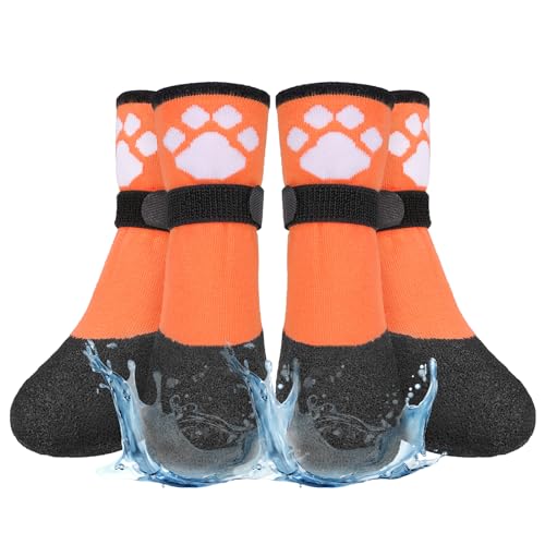 BEAUTYZOO Rutschfeste Hundesocken, Stiefel, Hundeschuhe für heiße/kalte Gehwege, Schnee, Regen, Tage, wasserdichter Griff, Pfotenschutz für Hartholzböden, verhindert Lecken für kleine, mittelgroße und von BEAUTYZOO