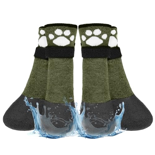 BEAUTYZOO Rutschfeste Hundesocken, Stiefel, Hundeschuhe für heiße/kalte Winterpflaster, wasserdichte Griffigkeit, Pfotenschutz für Hartholzböden, verhindert Lecken für kleine, mittelgroße und große von BEAUTYZOO