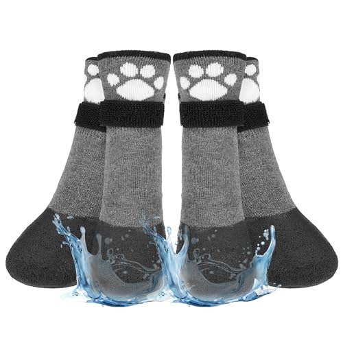 BEAUTYZOO Rutschfeste Hundesocken, Stiefel, Hundeschuhe für heiße/kalte Winterpflaster, wasserdichter Griff, Pfotenschutz für Hartholzböden, verhindert Lecken für kleine, mittelgroße und große Hunde, von BEAUTYZOO