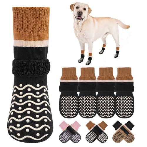 BEAUTYZOO Rutschfeste Hundesocken, um das Lecken der Pfoten zu verhindern, Traktionskontrolle für Hartholzböden, Pfotenpflege für ältere Hunde, Hundeschuhe für kleine, mittelgroße und große Hunde, von BEAUTYZOO