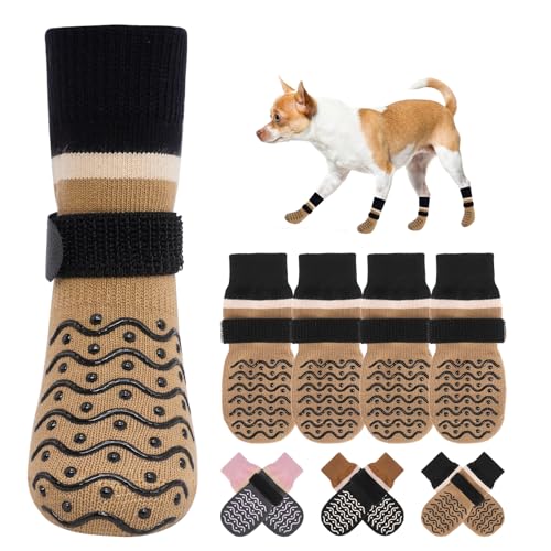 BEAUTYZOO Rutschfeste Hundesocken, um das Lecken der Pfoten zu verhindern, Traktionskontrolle für Hartholzböden, Pfotenpflege für ältere Hunde, Hundeschuhe für kleine, mittelgroße und große Hunde, von BEAUTYZOO