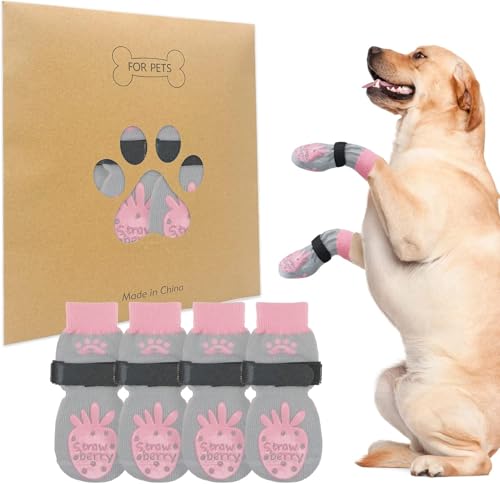 BEAUTYZOO Rutschfeste Hundesocken für Hartholzböden, für kleine, mittelgroße und große ältere Hunde, Pfotenschutz, 2 Paar – Traktionskontrolle, rutschfeste Welpensocken verhindern Lecken, von BEAUTYZOO