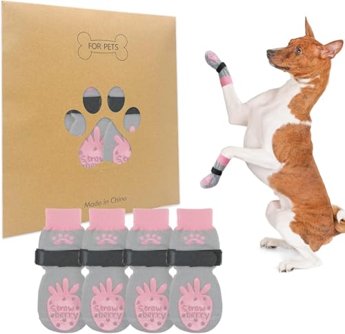 BEAUTYZOO Rutschfeste Hundesocken für Hartholzböden, für kleine, mittelgroße und große ältere Hunde, Pfotenschutz, 2 Paar – Traktionskontrolle, rutschfeste Welpensocken verhindern Lecken, von BEAUTYZOO