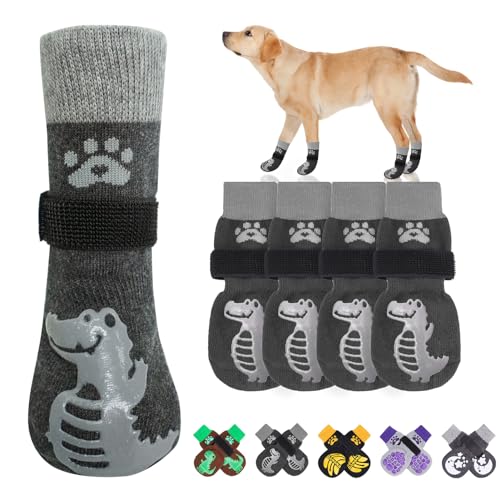 BEAUTYZOO Rutschfeste Hundesocken gegen Lecken der Pfoten, Hundeschuhe für heißen Gehweg, Pfotengriffschutz, Traktion auf Holz-/Hartholzböden, Senioren, kleine, mittelgroße und große Hundestiefel von BEAUTYZOO