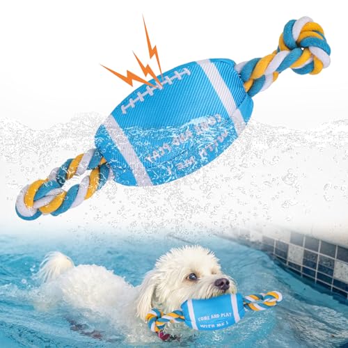 BEAUTYZOO Schwimmendes Hundespielzeug für kleine/mittelgroße Hunde – langlebiges kaubeständiges Quietschendes Wasser-Hundespielzeug mit Seil, interaktives Apportieren & Tauziehen, Sommerschwimmen von BEAUTYZOO