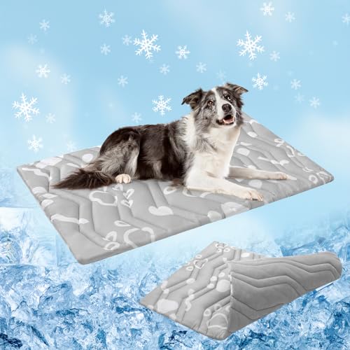 BEAUTYZOO Verbesserte Kühlmatte für Hunde, wendbare, dicke Hunde-Kühlkissen-Decke, faltbare Schlafbett-Matten für Hunde und Katzen, Verwendung in der Kiste, gelfrei, selbstkühlende Haustierunterlage von BEAUTYZOO
