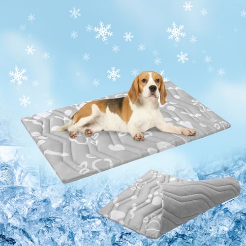 BEAUTYZOO Verbesserte Kühlmatte für Hunde, wendbare, dicke Hunde-Kühlkissen-Decke, faltbare Schlafbett-Matten für Hunde und Katzen, Verwendung in der Kiste, gelfrei, selbstkühlende Haustierunterlage von BEAUTYZOO