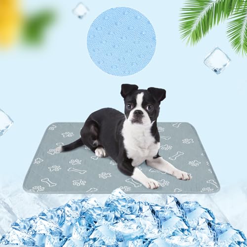 BEAUTYZOO Verbesserte selbstkühlende Hundematte aus Eisseide für kleine, mittelgroße und große Hunde, wiederverwendbar, für den Sommer, saugfähige, rutschfeste Kühlmatte für Zwinger, Kisten und Betten von BEAUTYZOO