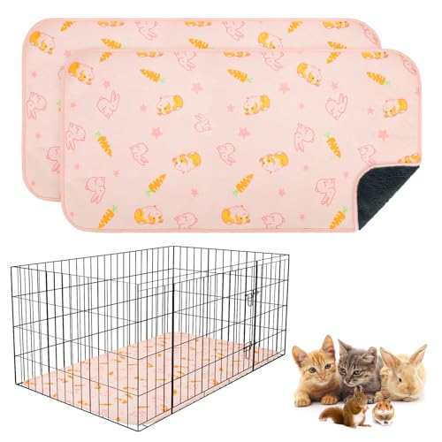 BEAUTYZOO Waschbare Urinierunterlagen für Meerschweinchen, 40,6 x 61 cm, wiederverwendbare Käfigeinlagen, doppelseitig, weiche Fleece-Bettwäsche, saugfähige Matte für Kleintiere, Kaninchen, Hamster von BEAUTYZOO