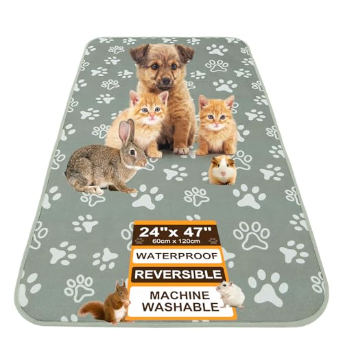 BEAUTYZOO Waschbare Urinierunterlagen für Meerschweinchen, 61 x 119,4 cm, wiederverwendbare Käfigeinlagen, doppelseitige weiche Fleece-Bettwäsche, saugfähige Matte für Kleintiere, Kaninchen, Hamster von BEAUTYZOO
