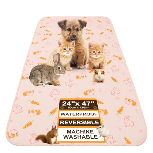 BEAUTYZOO Waschbare Urinierunterlagen für Meerschweinchen, 61 x 119,4 cm, wiederverwendbare Käfigeinlagen, doppelseitige weiche Fleece-Bettwäsche, saugfähige Matte für Kleintiere, Kaninchen, Hamster von BEAUTYZOO