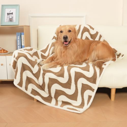 BEAUTYZOO Wasserdichte Hundedecke, wendbar, Plüsch-Samt, weiche Baumwoll-Fleece, Haustierdecke für Couch, Möbelschutz, waschbare Haustierdecke für kleine, mittelgroße und große Hunde, Katzen, Braun, L von BEAUTYZOO