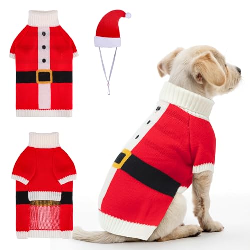 BEAUTYZOO Weihnachtspullover für Hunde mit Mütze, gestrickt, für Hunde, Winterkleidung für kleine mittelgroße Hunde, SM von BEAUTYZOO