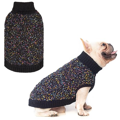 BEAUTYZOO Zopfstrickpullover für kleine Hunde, Farbblock mit flauschigem Faden, gestrickter Rollkragen, Hundestrickwaren mit Punkten in einer Vielzahl von Farben für kleine, mittelgroße Hunde, Herbst von BEAUTYZOO