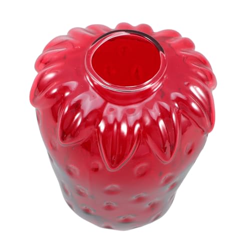 BEBEMOKO Erdbeerglasaromatherapie Flasche Dekorative Vasen Für Wohnkultur Obstvasen- Obst-blumenvase Moderne Dekorative Vase Süße Hydroponik -knospenvasen Süße Vase Rot von BEBEMOKO