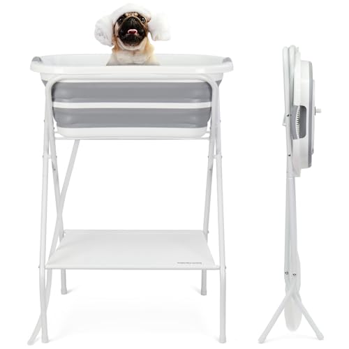 BEBEROAD PETS 2-in-1 Hundebadewanne, Hundewaschstation zum Baden und Pflegen, erhöhte zusammenklappbare, tragbare Duschbadewanne für kleine Hunde, Katzen, Haustiere, drinnen und draußen BEBEROAD PETS 2-in-1 Hundebadewanne, Hundewaschstation zum Baden und Pflegen, erhöhte zusammenklappbare, tragbare Duschbadewanne für kleine Hunde, Katzen, Haustiere, drinnen und draußen von BEBEROAD PETS