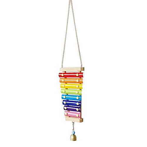BEBIKR Hängendes Huhn-Geräuschspielzeug, Hahn picken, hängendes Holz-Xylophon-Spielzeug, Vogelkäfig-Spielzeug von BEBIKR