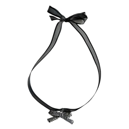 BEBIKR Halsketten für Frauen – Stilvolle schwarze Schleife Halskette mit Stern, Herz, Blume, Schmetterling, Anhänger, Charm, verstellbare Länge für Hunde von BEBIKR