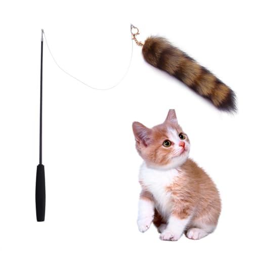 BEBIKR Niedliches Katzenspielzeug, lustiges Angelfell, Schwanz, lustiges Spielzeug für Katzen mit langem Fell - Schwanz von BEBIKR