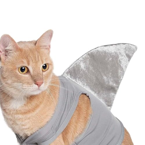 Halloween-Katzenkostüm, Hunde-Halloween-Cosplay-Kostüm, elastische Katzen-Hai-Weste, Hemd für Verkleidungspartys, Größe S von BECHANMIG