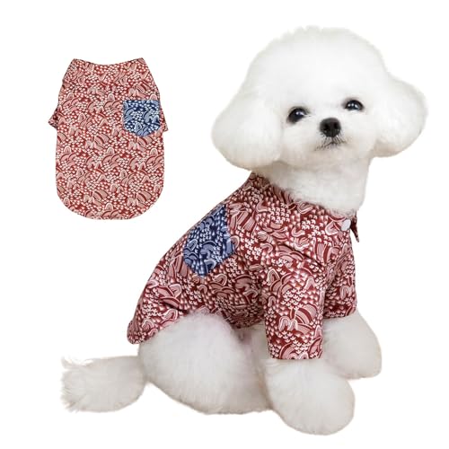 Hunde-Shirt, Sommer-Shirt, Hawaii-Stil, atmungsaktiv, für Strand, Meer, Welpen, Sweatshirt für kleine und mittelgroße Hunde, Größe L, Rot Hunde-Shirt, Sommer-Shirt, Hawaii-Stil, atmungsaktiv, für Strand, Meer, Welpen, Sweatshirt für kleine und mittelgroße Hunde, Größe L, Rot von BECHANMIG