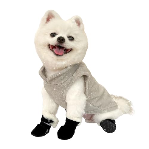 Winterschuhe für Hunde, warme Schneestiefel und Pfotenschutz mit rutschfester Sohle für kleine, mittelgroße Hunde, Größe XL, Schwarz von BECHANMIG