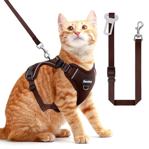 Katzengeschirr und Leine, ausbruchsicher, verstellbar, bequem, weich, leicht, sicher und einfach zu verwenden, für Spaziergänge, Reisen, Kätzchengeschirr für kleine, mittelgroße und große Katzen, Katzengeschirr und Leine, ausbruchsicher, verstellbar, bequem, weich, leicht, sicher und einfach zu verwenden, für Spaziergänge, Reisen, Kätzchengeschirr für kleine, mittelgroße und große Katzen, von BECHTEL