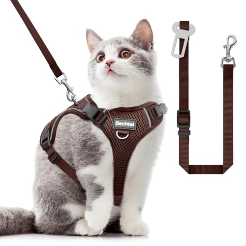 Katzengeschirr und Leine, ausbruchsicher, verstellbar, bequem, weich, leicht, sicher und einfach zu verwenden, für Spaziergänge, Reisen, Kätzchengeschirr für kleine, mittelgroße und große Katzen, Katzengeschirr und Leine, ausbruchsicher, verstellbar, bequem, weich, leicht, sicher und einfach zu verwenden, für Spaziergänge, Reisen, Kätzchengeschirr für kleine, mittelgroße und große Katzen, von BECHTEL