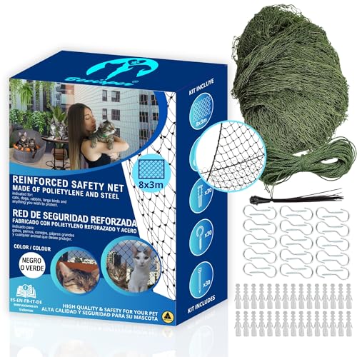 BECISPER Verstärktes Katzennetz extra groß, 8 x 3 m, Katzennetz Balkon, Katzennetz Fenster, Balkon Katzennetz für Balkon, Kindersicherungsnetz, Katzenschutznetz, Grün BECISPER Verstärktes Katzennetz extra groß, 8 x 3 m, Katzennetz Balkon, Katzennetz Fenster, Balkon Katzennetz für Balkon, Kindersicherungsnetz, Katzenschutznetz, Grün von BECISPER