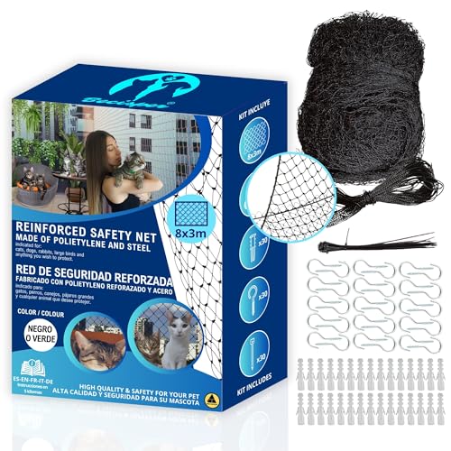 BECISPER Verstärktes Katzennetz extra groß, 8 x 3 m, Katzennetz Balkon, Katzennetz Fenster, Balkon Katzennetz für Balkon, Kindersicherungsnetz, Katzenschutznetz, Schwarz BECISPER Verstärktes Katzennetz extra groß, 8 x 3 m, Katzennetz Balkon, Katzennetz Fenster, Balkon Katzennetz für Balkon, Kindersicherungsnetz, Katzenschutznetz, Schwarz von BECISPER