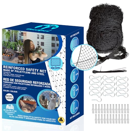 BECISPER Verstärktes Katzennetz, groß, 4 x 3 m, Katzennetz, Katzennetz, Fenster, Katzennetz, Katzennetz, Balkon, Kindersicherungsnetz, Katzenschutznetz, Schwarz BECISPER Verstärktes Katzennetz, groß, 4 x 3 m, Katzennetz, Katzennetz, Fenster, Katzennetz, Katzennetz, Balkon, Kindersicherungsnetz, Katzenschutznetz, Schwarz von BECISPER