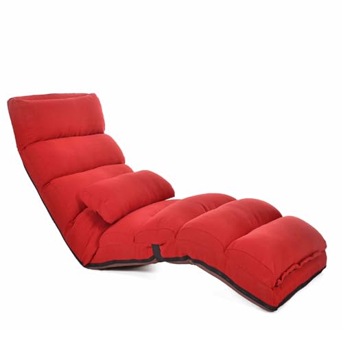 Verstellbares Schlafsofa mit 5 Positionen, faltbares Schlafsofa, Bodenstuhl, menschliches Hundebett für Erwachsene, Chaiselongue-Sessel für den Innenbereich, zum Lesen, Gaming-Boden, Lounge, C rot-1 Verstellbares Schlafsofa mit 5 Positionen, faltbares Schlafsofa, Bodenstuhl, menschliches Hundebett für Erwachsene, Chaiselongue-Sessel für den Innenbereich, zum Lesen, Gaming-Boden, Lounge, C rot-1 von BEDOIN