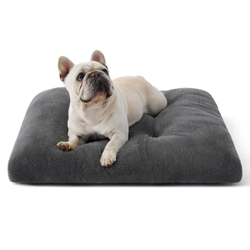 BEDSURE Hundebett Waschbar - Hundekissen Bett Beruhigende Hundematratze mit Rutschfestem Boden, Warmes Kissen für Haustiere, Grau, 74x53x8cm von BEDSURE