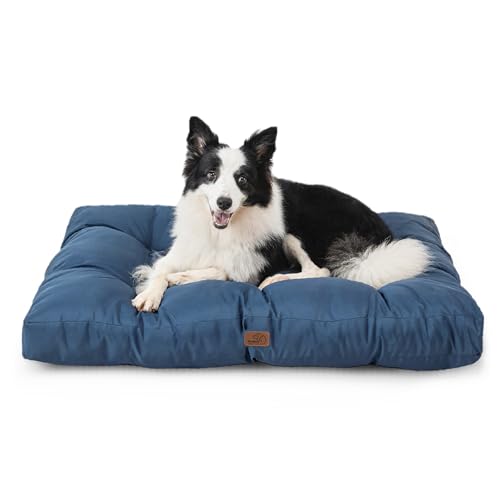 BEDSURE Hundebett große Waschbar - 91x68 cm hundematratze kühlmatte L für Hunde, Outdoor gepolstert Hundematte Dunkles blau in 10cm Höhe, selbstkühlend Grosse XL Hundekissen für Sommer von BEDSURE