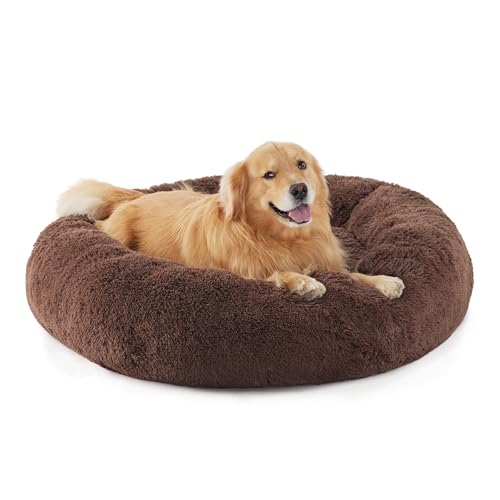 BEDSURE Hundebett waschbar Flauschiges Hundebett - Ø 115 cm Donut Hundebett für große Hunde, plüsch Hundebett rund Kuschelbett, Braun BEDSURE Hundebett waschbar Flauschiges Hundebett - Ø 115 cm Donut Hundebett für große Hunde, plüsch Hundebett rund Kuschelbett, Braun von BEDSURE