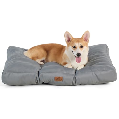 BEDSURE Hundekissen kleine Hunde waschbar - 76x50cm Hundebett wasserdicht M für kleine, mittelgroße Hunde gepolstert Hundematte dunkelgrau in 10cm Höhe von BEDSURE
