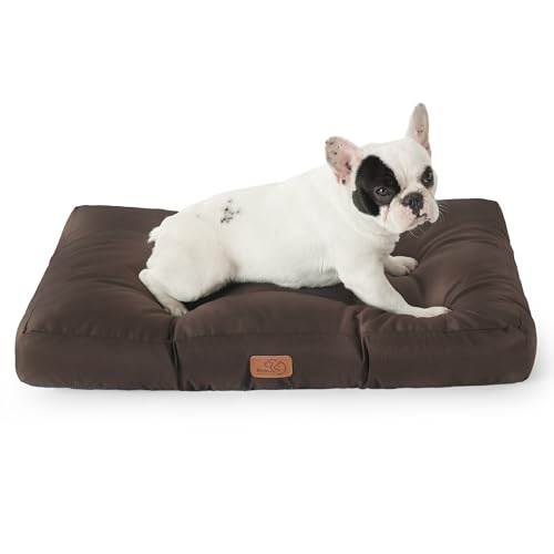 BEDSURE Hundekissen kleine Hunde waschbar - 76x50cm hundematratze M für kleine, mittelgroße Hunde Outdoor gepolstert Hundematte braun in 10cm Höhe von BEDSURE
