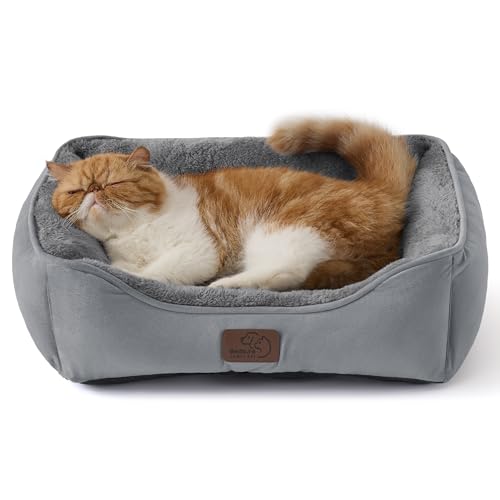 BEDSURE Katzenbett waschbar Katzen Bettchen - 51x41cm Katzenkorb Indoor mit Rutschfester Basis, quadratisches Hundebett für kleine Hunde mit weichem Rand, grau BEDSURE Katzenbett waschbar Katzen Bettchen - 51x41cm Katzenkorb Indoor mit Rutschfester Basis, quadratisches Hundebett für kleine Hunde mit weichem Rand, grau von BEDSURE