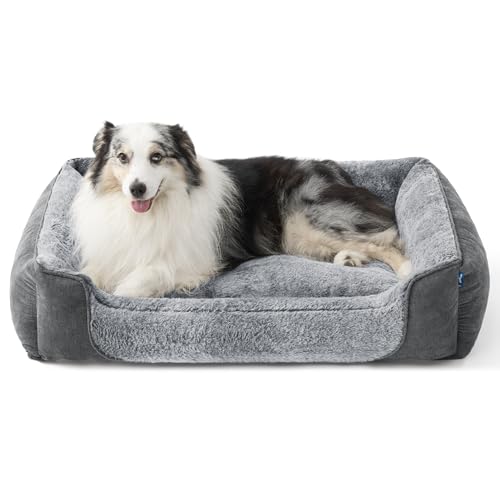 BEDSURE Quadratisches Hundebett Extra-Large, 106x76x23 cm, Grau von BEDSURE