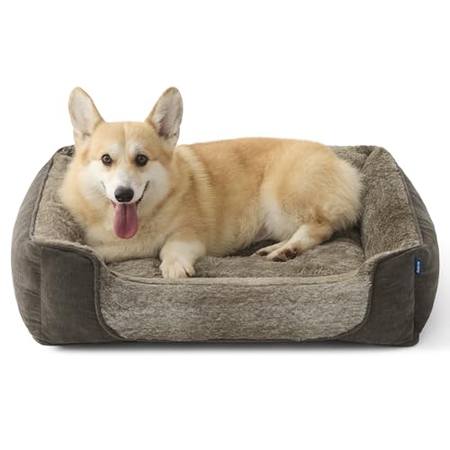 BEDSURE Quadratisches Hundebett Medium, 76x61x18 cm, Braun von BEDSURE