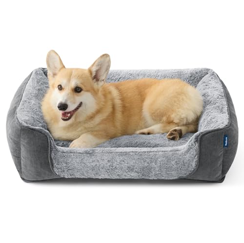BEDSURE Quadratisches Hundebett Medium, 76x61x18 cm, Grau von BEDSURE