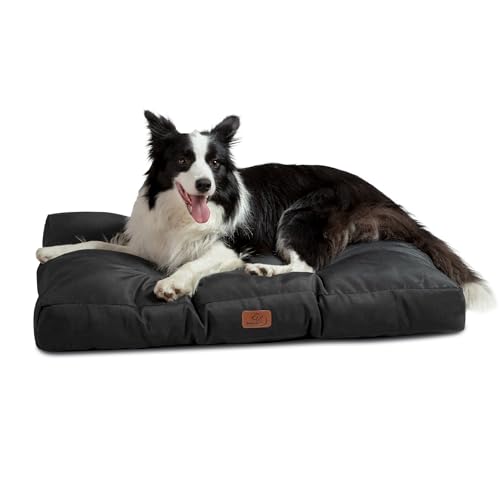 BEDSURE Wasserdichtes Hundebett große Waschbar - 91x68 cm hundematratze kühlmatte L für Hunde, Outdoor gepolstert Hundematte tiefschwarz in 10cm Höhe, selbstkühlend Grosse XL Hundekissen für Sommer von BEDSURE