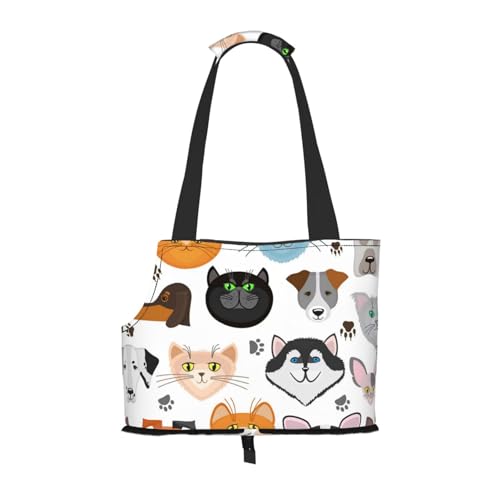 Tragetasche für Haustiere, tragbare Reise-Hundehandtasche mit Sicherheits-Metallschnalle für U-Bahn-Wanderungen, Karikatur, Katze Und, Hund Tragetasche für Haustiere, tragbare Reise-Hundehandtasche mit Sicherheits-Metallschnalle für U-Bahn-Wanderungen, Karikatur, Katze Und, Hund von BEEOFICEPENG