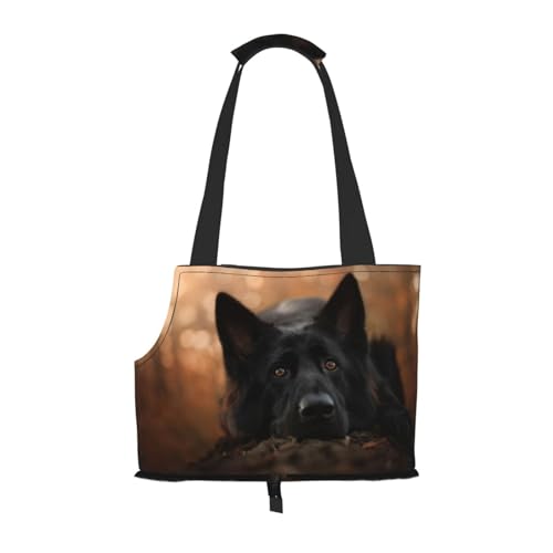 Tragetasche für Haustiere, tragbare Reise-Hundehandtasche mit Sicherheits-Metallschnalle für U-Bahn-Wanderungen, Schwarzer Deutscher Schäferhund Bokeh Herbst Deutsch Tragetasche für Haustiere, tragbare Reise-Hundehandtasche mit Sicherheits-Metallschnalle für U-Bahn-Wanderungen, Schwarzer Deutscher Schäferhund Bokeh Herbst Deutsch von BEEOFICEPENG