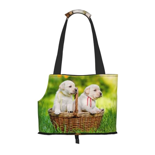 Tragetasche für Haustiere, tragbare Reise-Hundehandtasche mit Sicherheits-Metallschnalle für U-Bahn-Wanderungen, Zwei Hunde in einem Korb gedruckt Tragetasche für Haustiere, tragbare Reise-Hundehandtasche mit Sicherheits-Metallschnalle für U-Bahn-Wanderungen, Zwei Hunde in einem Korb gedruckt von BEEOFICEPENG