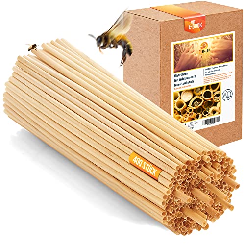 BEESI 400x Nisthülsen Stroh 20 cm lang für Insektenhotel I Durchmesser 3-5 mm inkl. E-Book I Niströhren für Bienenhotel I Nisthilfe für Wildbienen von BEESI